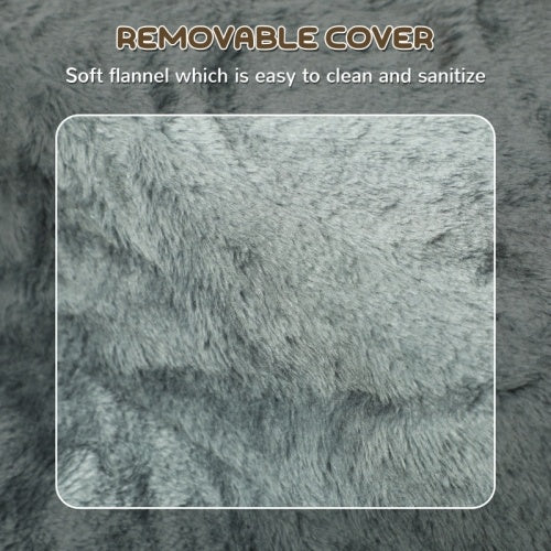 PawHut Three-Step Dog Stairs, With Washable Plush Cover, For High Bed Sofa, Dog Stairs For Small Dog And Cat - Light Gray