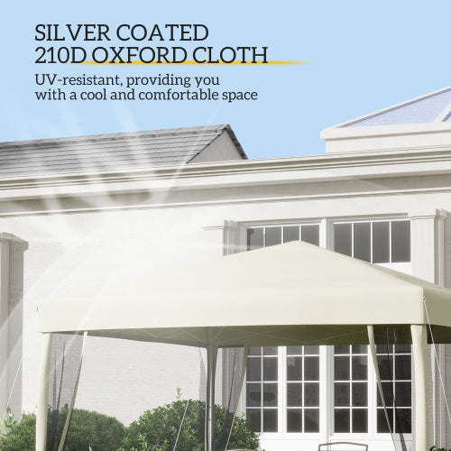Outsunny 3 X 3m Pop Up Gazebo With 4 Mesh Sides And Carry Bag, Height Adjustable Party Canopy Tent, Portable Garden Outdoor